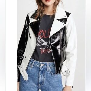 Veda Black and White Leather Jacket